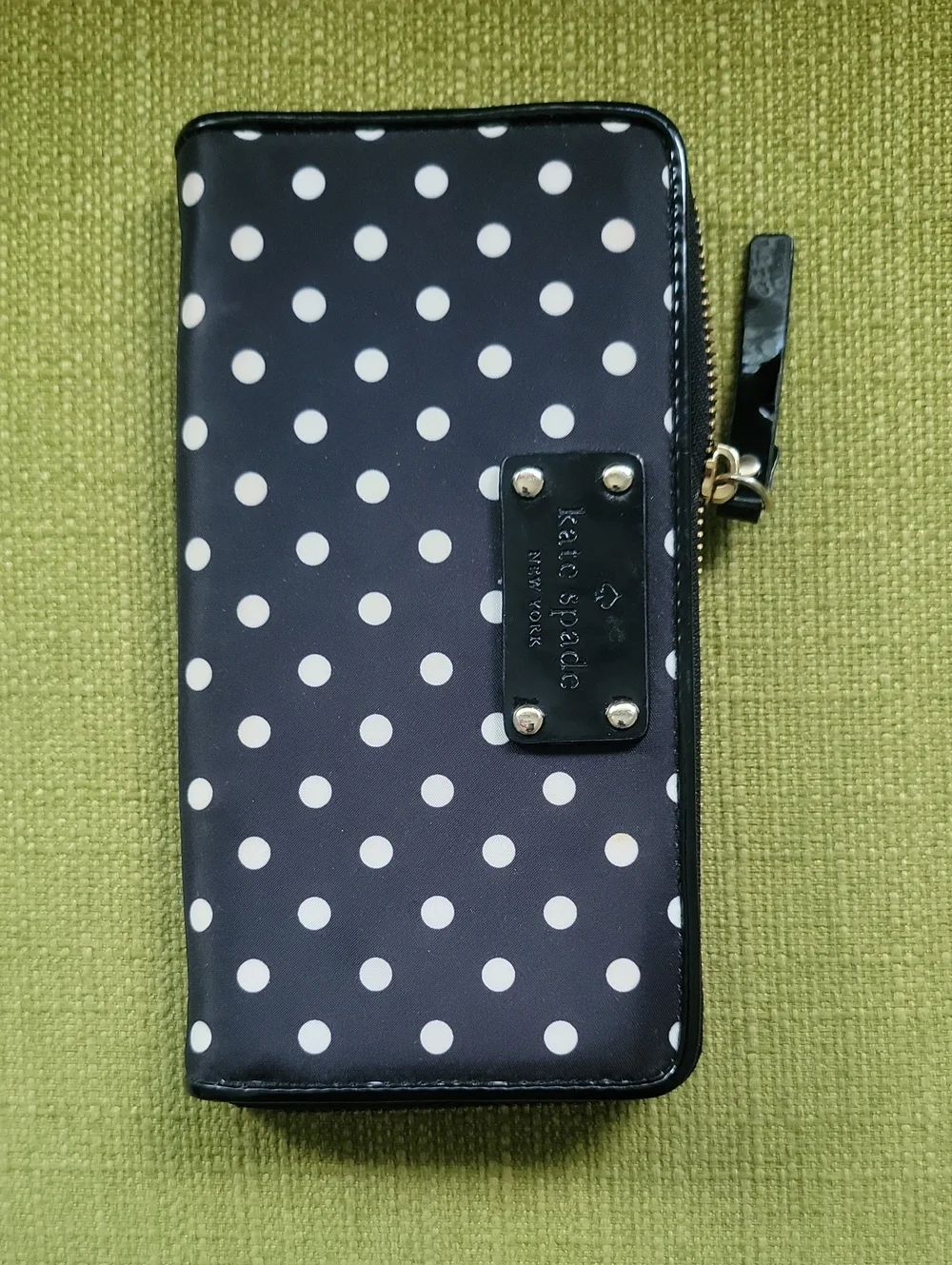 kate spade Black and White Polka Dot Zip Wallet